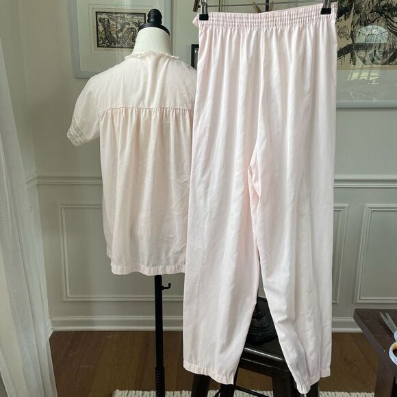 Vintage Barbizon Pink 2pc Pajama Lounge Set SS Top Pants S - Picture 2 of 10